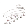 304 Stainless Steel Colorful Cubic Zirconia Flat Round & Shell Shaped Bib Necklaces for Women NJEW-U031-08P-01-2
