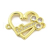 Rack Plating Brass Pave Clear Cubic Zirconia Connector Charms KK-B091-33G-1
