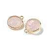 Brass Pave Natural Rose Quartz Faceted Flat Round Charms G-U028-03G-07-2