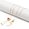 PVD Vacuum Plating 304 Stainless Steel Enamel Heart Pendant Necklaces NJEW-C063-04G-01-4