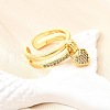 Brass Micro Pave Cubic Zirconia Cuff Rings for Women RJEW-F184-14G-4