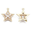 Brass Micro Pave Clear Cubic Zirconia Pendants KK-T056-67G-A01-NF-2