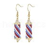 Glass Seed Braided Column Dangle Earrings EJEW-MZ00060-01-1