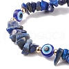 Natural Lapis Lazuli Chips & Resin Evil Eye Braided Bead Bracelet BJEW-JB08495-03-4
