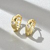 Heart Brass Micro Pave Clear Cubic Zirconia Hoop Earrings EJEW-D311-138G-1