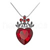 Brass Pave Glass Crown Heart Pendant Necklaces FS-WG3AF77-01-5