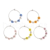 Flower Glass Seed Wine Glass Charms AJEW-JO00189-1