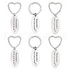GOMAKERER 6Pcs 2 Styles Mother's Day Oval with Word Remember I Love You Mom Stainless Steel Keychain AJEW-GO0001-57-8