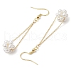 Shell Pearl Beads & Brass Cable Chain Dangle Earrings EJEW-TA00570-4
