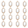 BENECREAT 16Pcs Brass Pave Clear Glass Connector Charms FIND-BC0013-16G-1