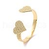 Brass Double Heart Open Cuff Bangle for Women BJEW-P280-01G-1