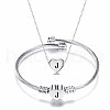 Heart with Letter Pattern 304 Stainless Steel Cuff Bangle & Pendant Necklace FS-WGA0158-10-1