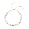 Summer Synthetic Turquoise Starfish & Natural Cowrie Shell & White Imitation Pearl Adjustable Beaded Necklaces NJEW-JN05270-02-4