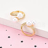 Brass Micro Pave Clear Cubic Zirconia Cuff Rings for Women KK-T074-26G-1