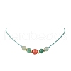 Adjustable Natural Green Aventurine & Dyed Banded Agate Round Braided Beaded Necklaces NJEW-JN05318-2