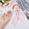 Gorgecraft 2Pcs 2 Style Brass Woven Web/Net with Feather Pendant Decorations HJEW-GF0001-37-3