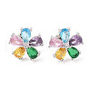 Rack Plating Brass Micro Pave Cubic Zirconia Stud Earrings EJEW-I304-07P-2
