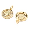 Brass Pave Cubic Zirconia Pendants KK-U009-10D-G-2