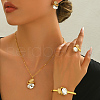 Oval Stainless Steel Rhinestone Bracelets & Earrings & Necklaces & Rings Sets for Women JD9188-1-5
