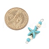 Dyed Synthetic Turquoise Starfish Rondelle Round Beaded Connector Charms PALLOY-JF04015-01-2