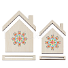SUPERFINDINGS 2Pcs 2 Styles House Shaped Wood Embroidery Display Card Holders ODIS-FH0001-19-1