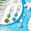 Synthetic Turquoise Beaded Round & Sea Turtle Pendant Decorations HJEW-JM03101-1