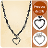 ANATTASOUL 2Pcs 2 Colors Alloy Heart Pendant Necklace with Thorn Chains for Women NJEW-AN0001-68-3