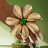 Flower Brass with Glass Finger Rings FS-WG9B9FA-01-1