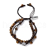 Adjustable Natural Tiger Eye & Hematite Braided Bead Bracelets BJEW-U035-01B-4