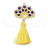 Handmade Glass Seeds Fan Big Pendants PALLOY-MZ00389-02-1