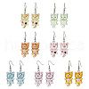 Iron Transparent Resin Cat Shape Dangle Earrings EJEW-JE06379-2