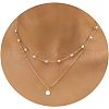 Simple Style Imitation Pearl Round Pendant Alloy Chain Double Layer Necklaces for Women FS-WG0DEC3-01-1