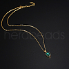 Glass Rectangle Pendant Necklace with Golden Stainless Steel Chains ZR6442-3