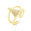 Brass Micro Pave Cubic Zirconia Cuff Rings RJEW-P149-01A-G-4
