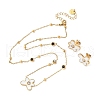 Flower 304 Stainless Steel Pendant Necklaces & Stud Earrings Sets for Women SJEW-B020-02G-4