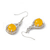Gemstone Teardrop Dangle Earrings with Crystal Rhinestone EJEW-A092-02P-5