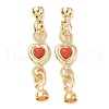 Heart Brass Micro Pave Clear Cubic Zirconia Fold Over Clasps KK-U059-42G-1