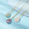 Teardrop Natural Mixed Stone Pendant Necklace NJEW-JN03763-3