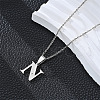201 Stainless Steel Crystal Rhinestone Initial Pendant Necklaces FS-WG28760-08-1