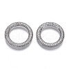 Brass Micro Pave Cubic Zirconia Linking Rings ZIRC-T013-17P-NF-1