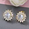 Brass Micro Pave Clear Cubic Zirconia Stud Earrings EJEW-C139-05G-3