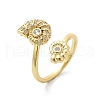 Brass Micro Pave Clear Cubic Zirconia Cuff Rings for Women RJEW-A061-01G-3