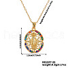 Elegant Vintage Brass Shiny Colorful Cubic Zirconia Hollow Virgin Mary Pendant Necklaces for Women RI7141-2-4