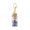 Natural Lapis Lazuli Chips inside Glass Wishing Bottle Pendant Decoration HJEW-JM03307-03-4
