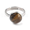 Half Round Natural Tiger Eye Finger Rings RJEW-M062-01P-25-2