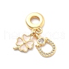 Rack Plating Brass Clear Cubic Zirconia European Dangle Charms KK-Q017-28G-1
