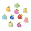Handmade Nylon Wired Glass Beaded Pendants with Acrylic Charms and 304 Stainless Steel Open Jump Rings PALLOY-CJ00108-8