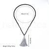 Natural Labradorite Beaded Tassel Pendant Necklaces for Men IS6381-1-2