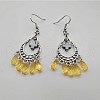 Bohemian Teardrop Tassel Alloy Pave Cubic Zirconia Dangle Earrings for Women TA8564-1-1