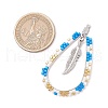 3Pcs 3 Colors Bohemia Style Glass Seed Beaded Teardrop with Feather Pendants PALLOY-MZ00589-3